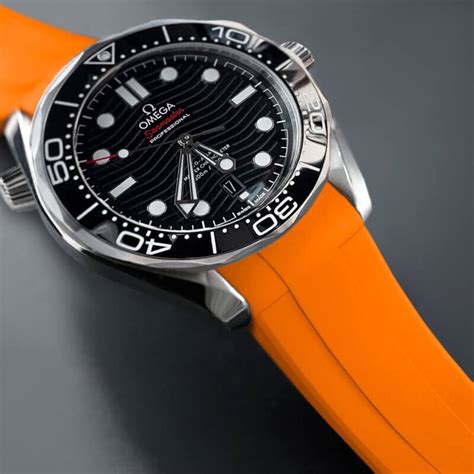 omega seamaster 007 professional orange rubber strap watch|More.